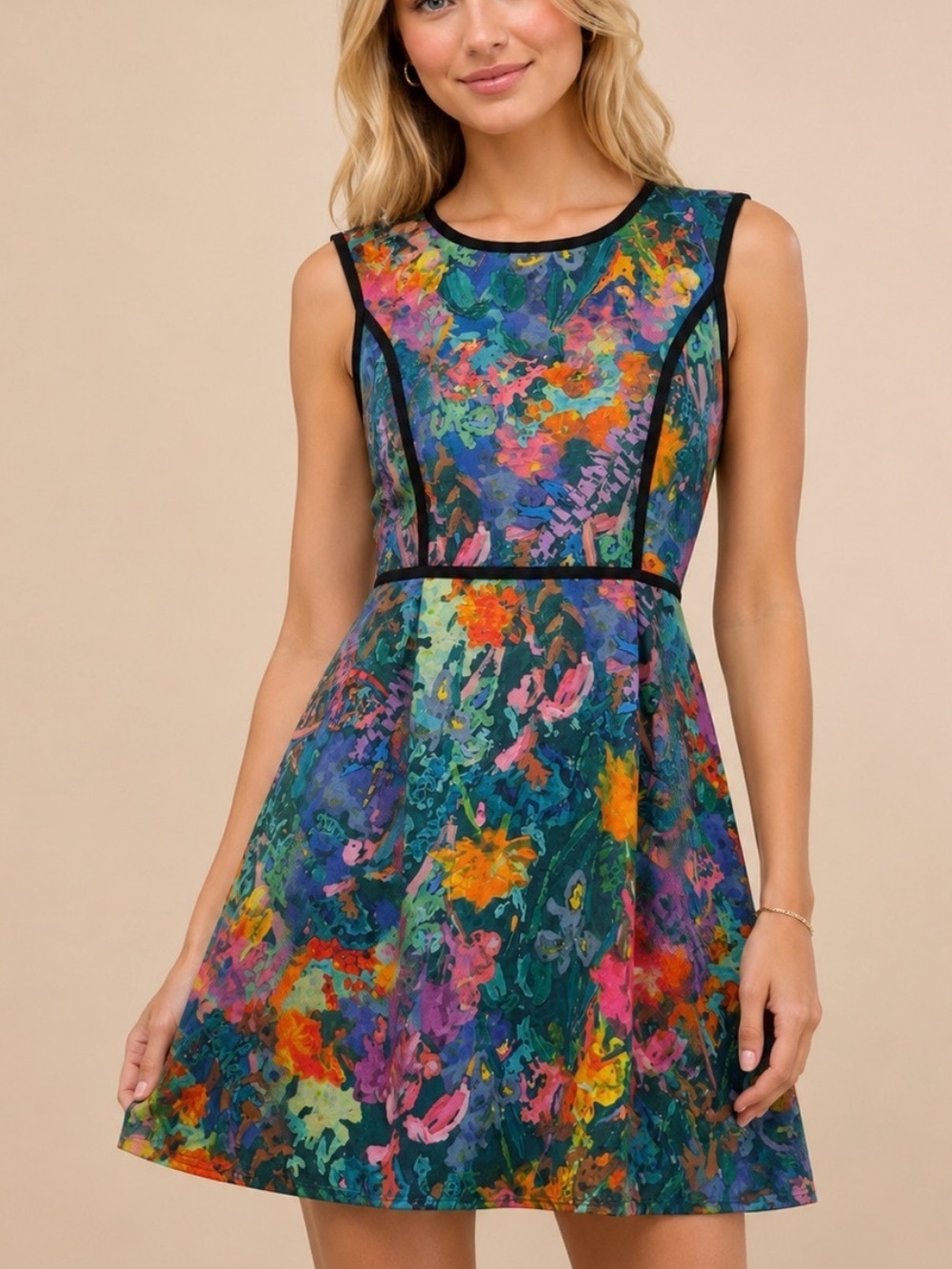 GB x Amanda Uprichard Floral Print Fit & Flare Dress 2X Sleeveless 25782